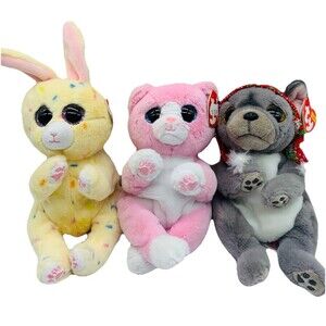 Ty Beanie Baby Bellies 6” NORDIC the Christmas Dog Lillibelle Cat & Cream Bunny